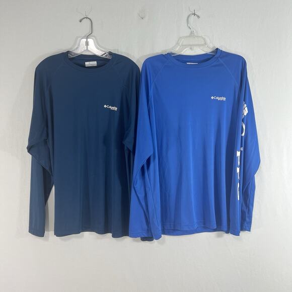 Lot Of 2 Columbia PFG Mens Large T-shirt long sleeves Blue Omni Shade - Picture 8 of 13